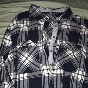 Dark Blue Plaid Long Sleeves Size XL